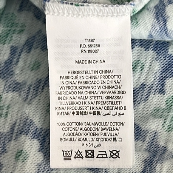 NEW Boden Doublecloth Blouson sleeve 100%Cotton top, navy green and white, sz 6 - Picture 11 of 13